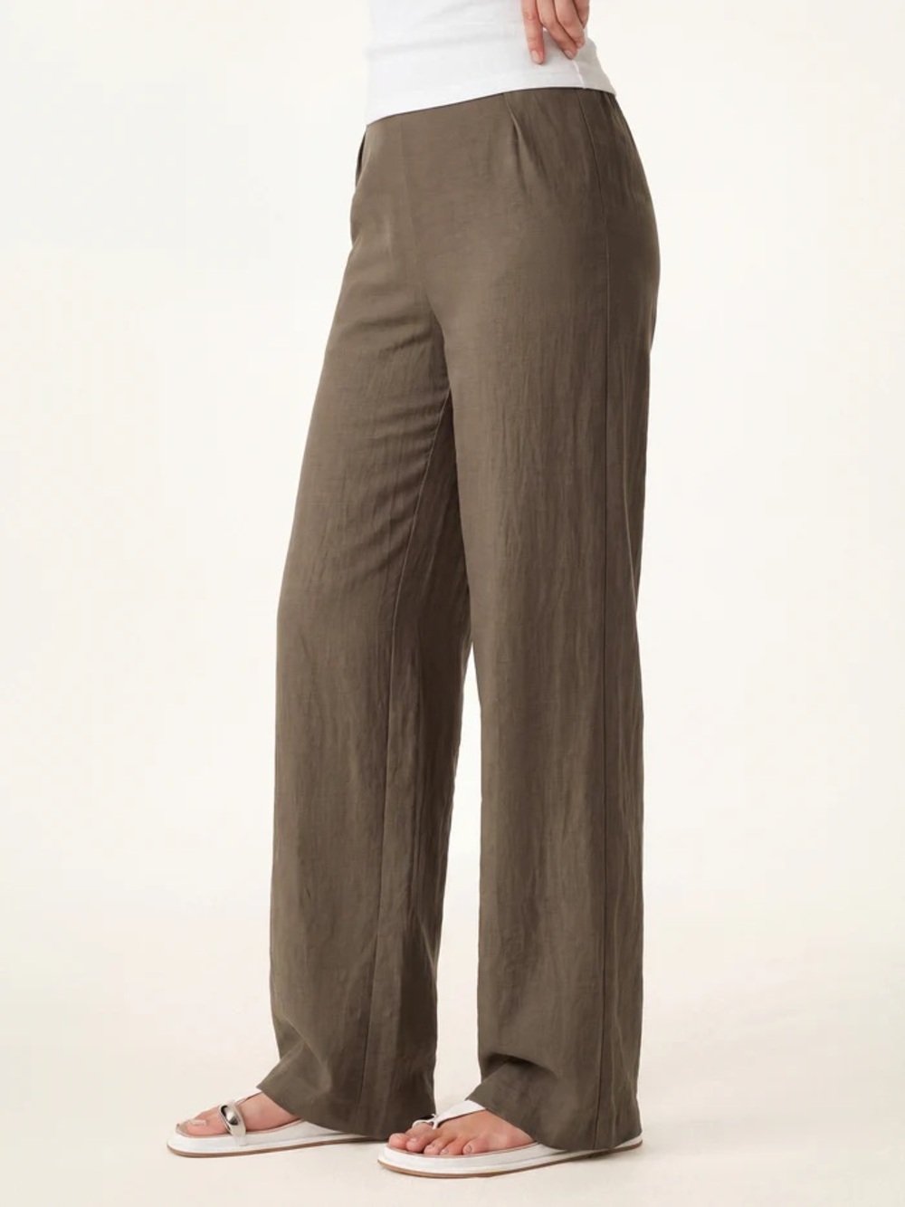 OGL Cotton Linen Breathable Cotton-linen Mid Rise Straight Leg Pant NWT Sz Large